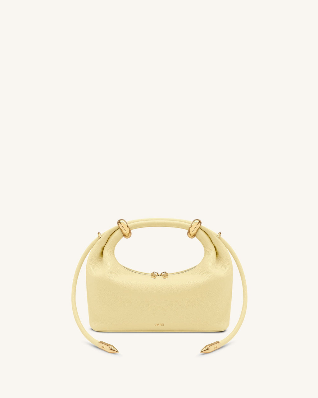 Ellie Bolsa de mano con asa superior adornada con un anillo metálico - Amarillo limón