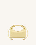 Ellie Bolsa de mano con asa superior adornada con un anillo metálico - Amarillo limón