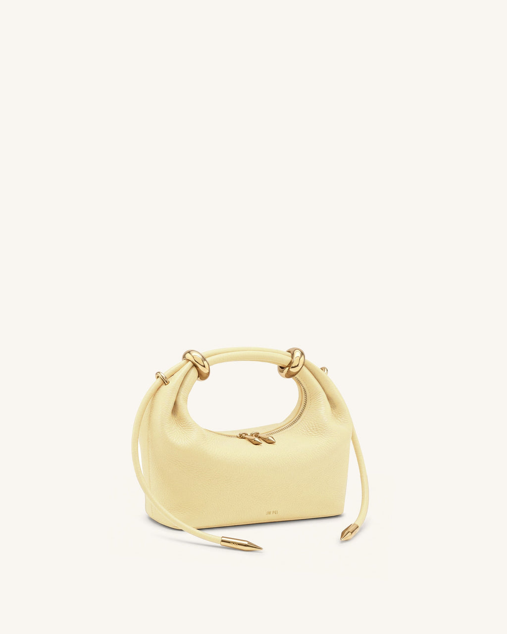 Ellie Bolsa de mano con asa superior adornada con un anillo metálico - Amarillo limón