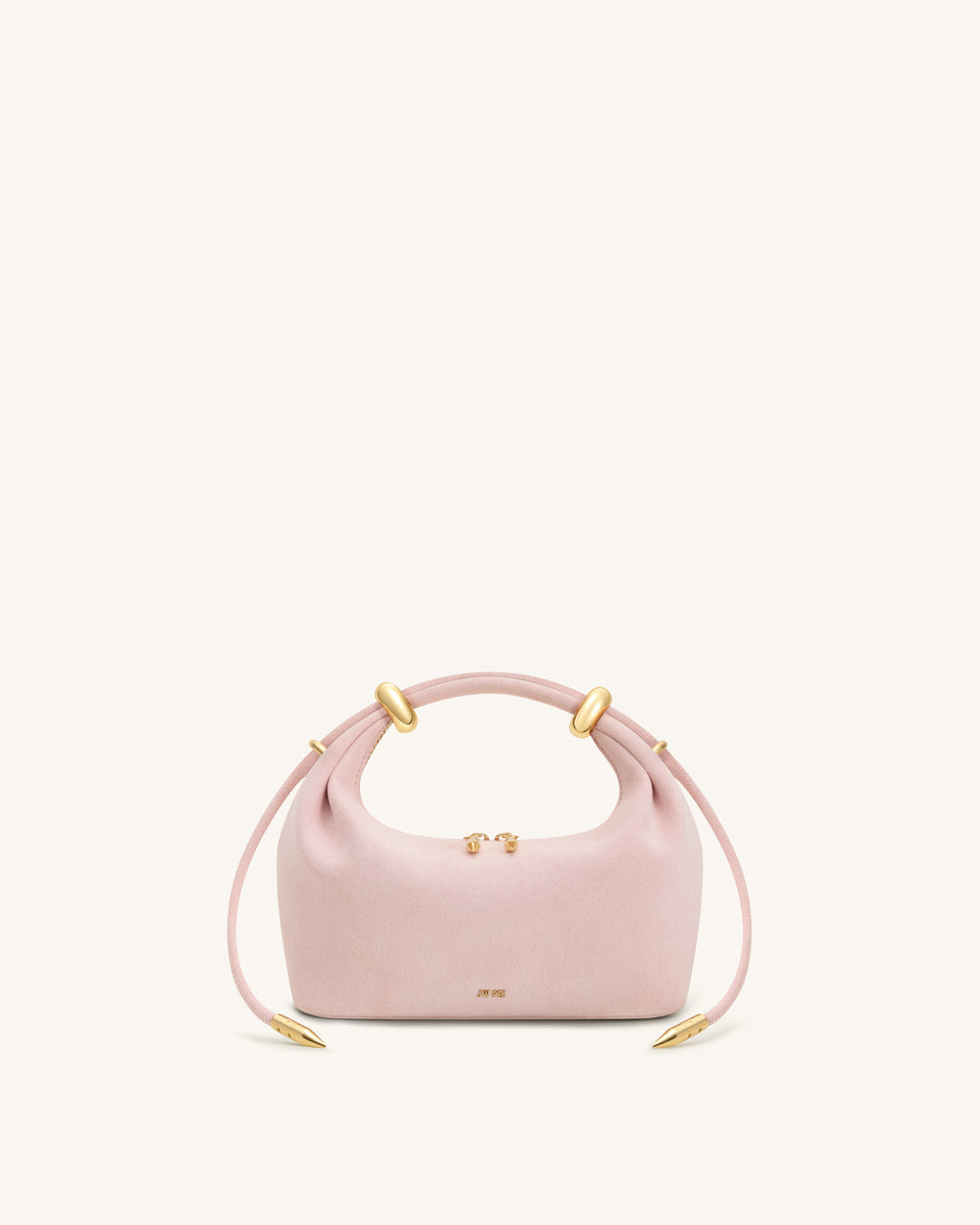 Ellie Bolso de mano con asa superior de similcuero ante adornado con un anillo metálico - Rosa