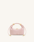 Ellie Bolso de mano con asa superior de similcuero ante adornado con un anillo metálico - Rosa