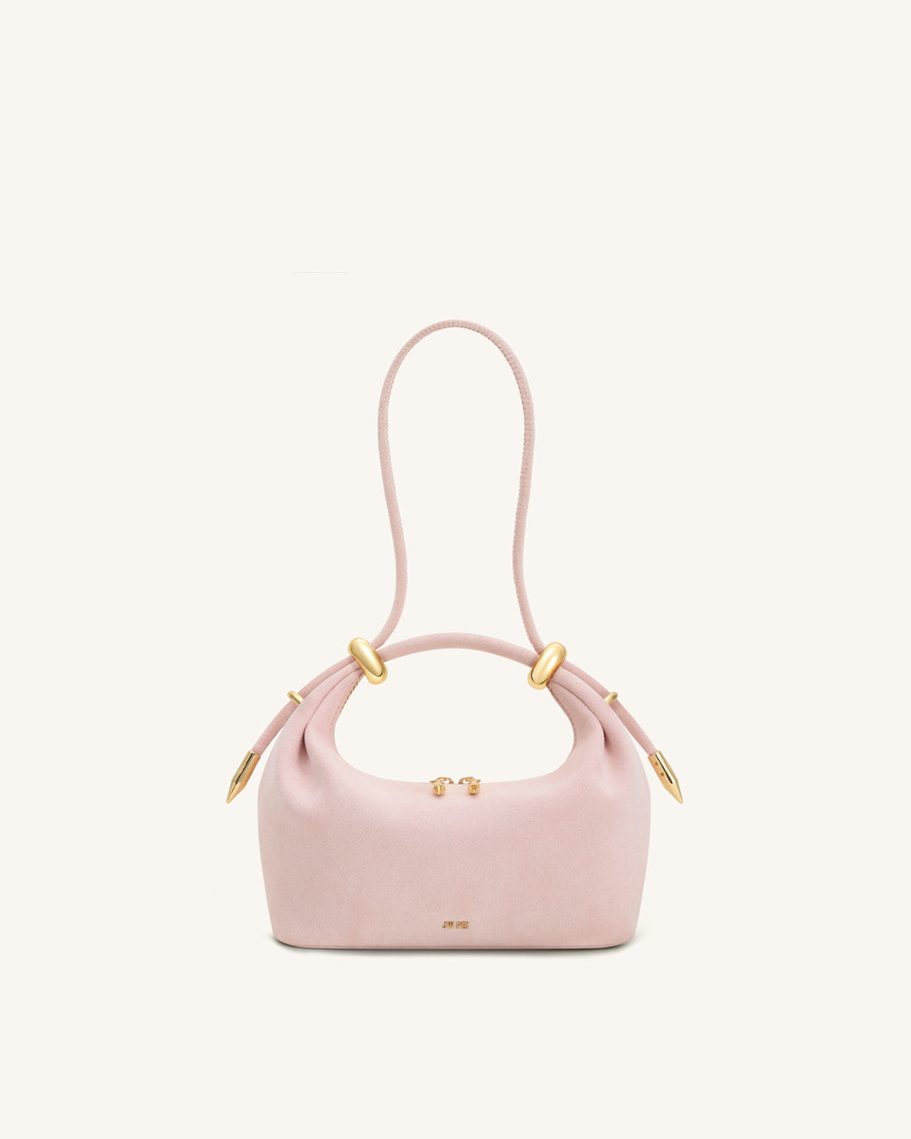 Ellie Bolso de mano con asa superior de similcuero ante adornado con un anillo metálico - Rosa