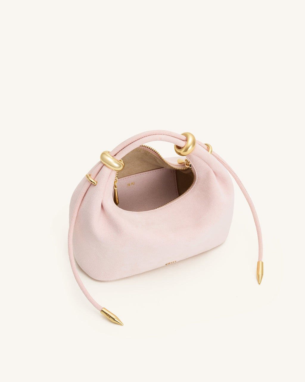 Ellie Bolso de mano con asa superior de similcuero ante adornado con un anillo metálico - Rosa