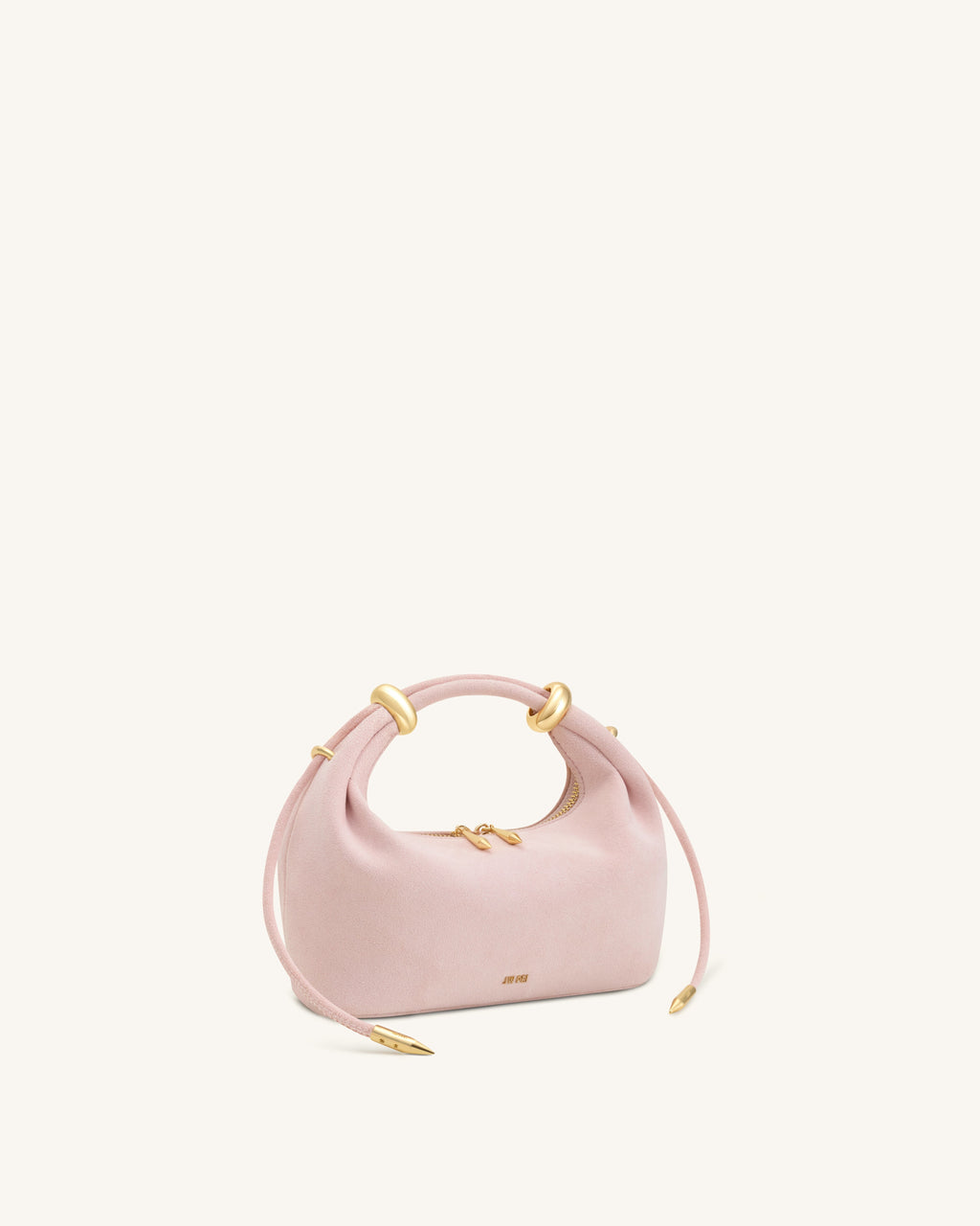 Ellie Bolso de mano con asa superior de similcuero ante adornado con un anillo metálico - Rosa