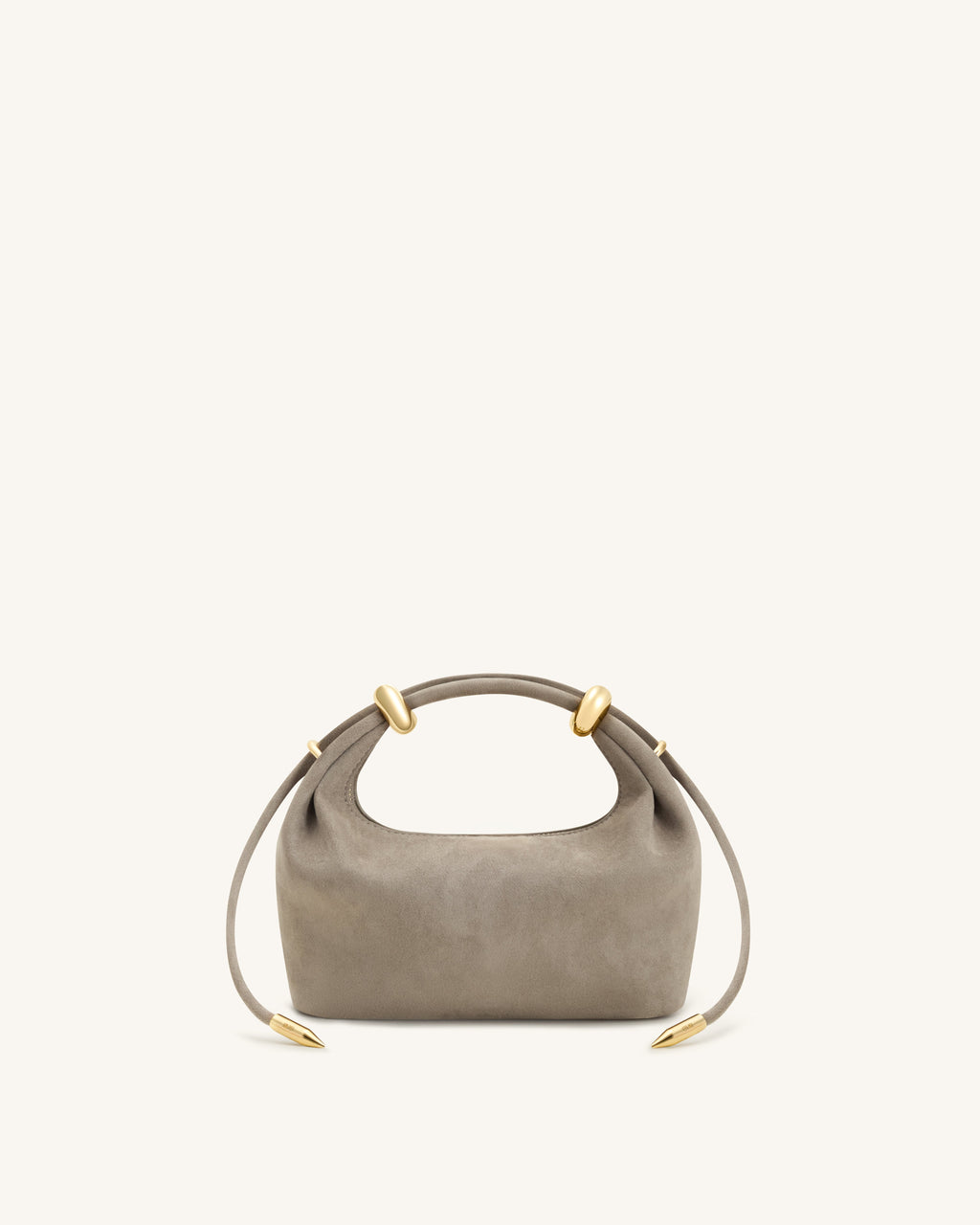 Bolso de mano de imitación ante con anillo metálico - Gris