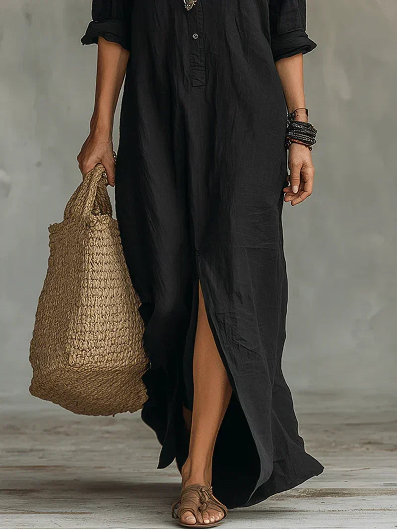 Celina | Vestido Maxi Amplio con Botones